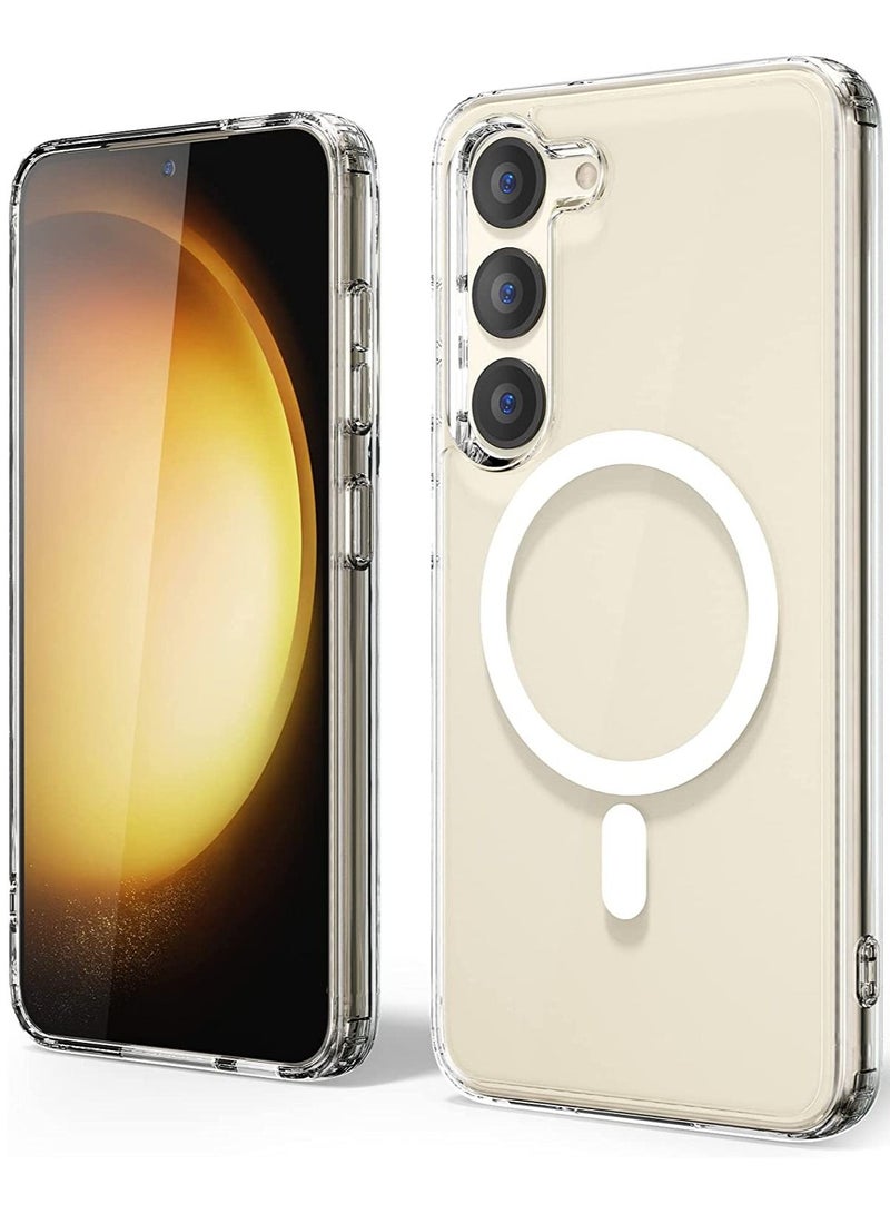 Samsung Galaxy S23 Plus Magnetic Case Clear, Compatible with Magsafe Charging, Slim Fit Protective Cover for Galaxy S23 Plus, Shockproof Soft Silicone TPU Bumper, Crystal Clear Anti-Yellow  - Image 1
