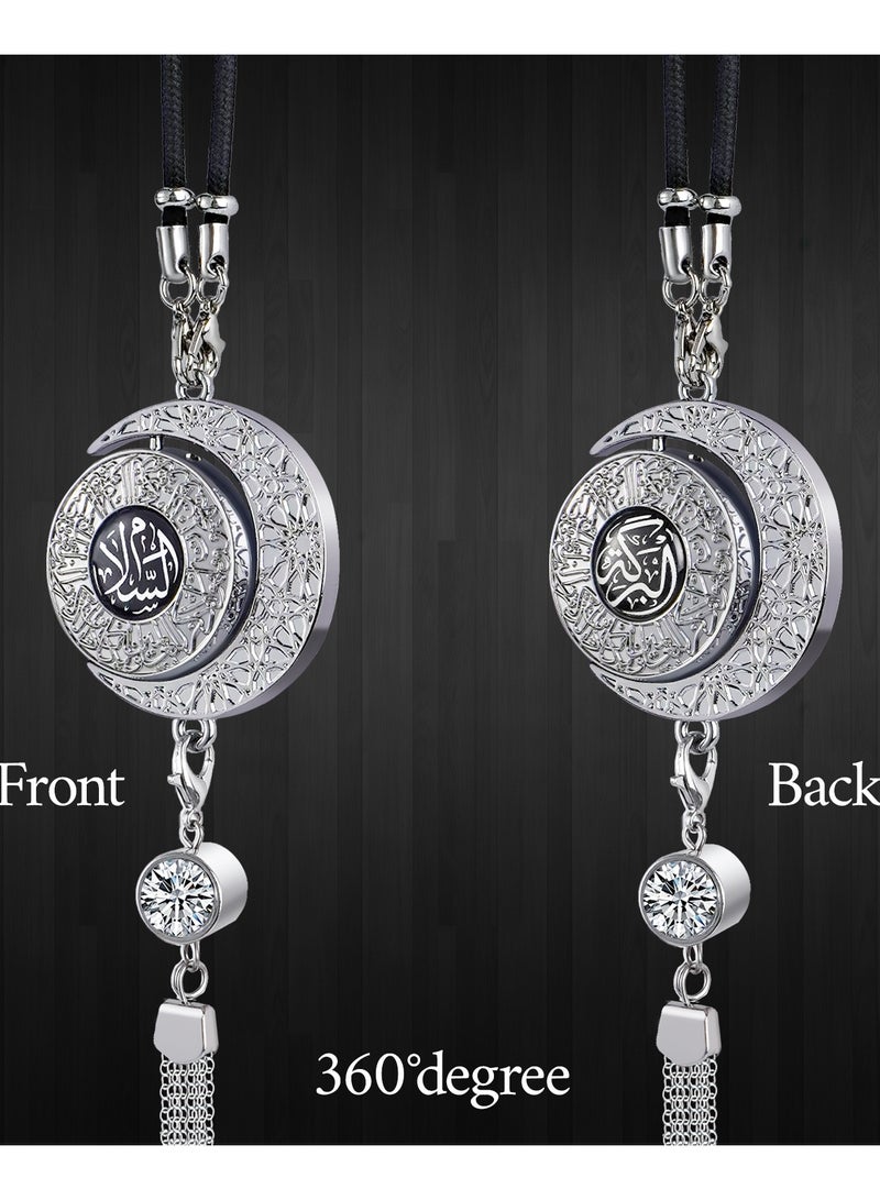 Islamic Metal Car Hanging Ornament | Arabic Calligraphy Art Decoration | Premium Metal Material | Faith Display Pendant - Islamic Style Pendant for Car Rearview Mirror Decoration (Half-Moon Black) - Image 5