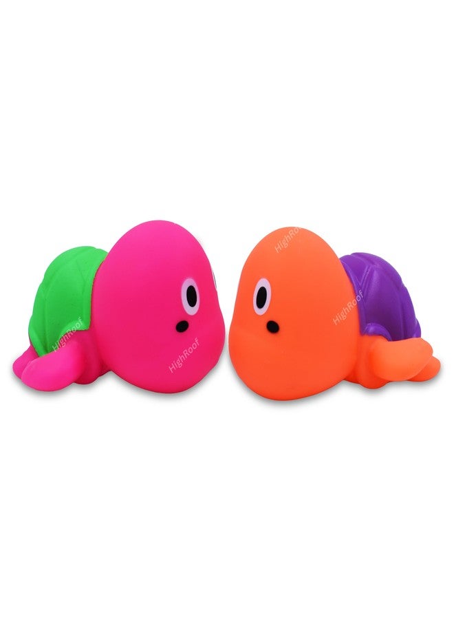 HighRoof Squeezy Turtles Toy Bathing Toy for Baby Whistle Toys for Infants Toddlers Children Age 3 Months Chu Chu Toy Set Non-Toxic, BPA Free Colorful Soft Rubber (Squeezy Turtles) (Pack of 2pc) - Image 1