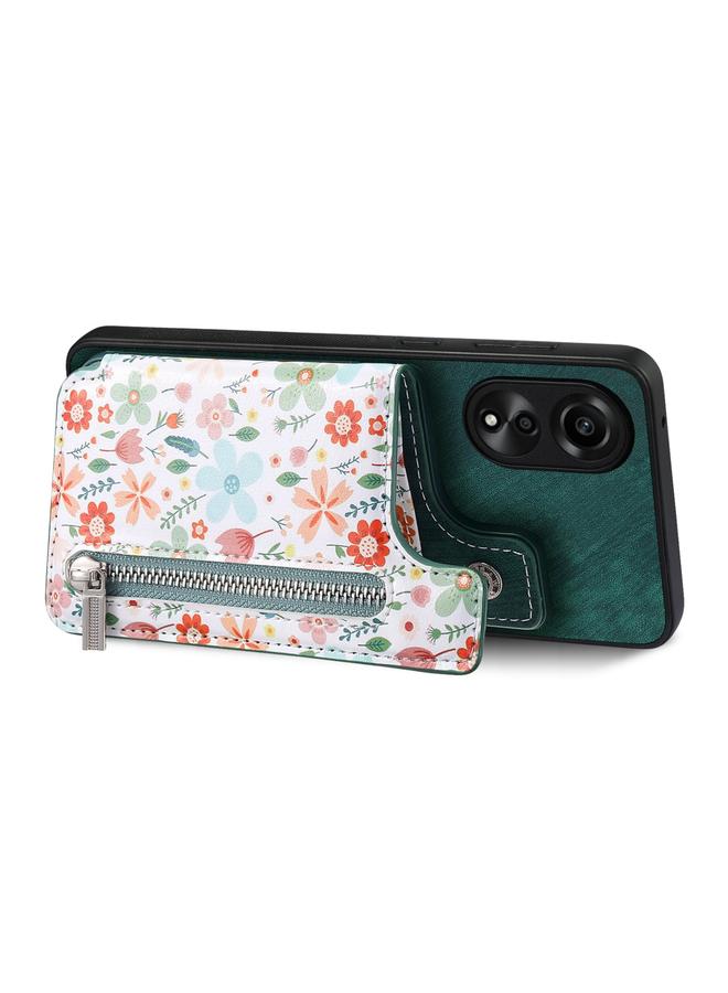 S-TOP Case For OPPO A15 Retro Painted Zipper Wallet Back Phone Case - Image 2