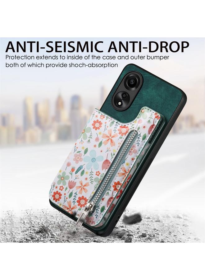 S-TOP Case For OPPO A15 Retro Painted Zipper Wallet Back Phone Case - Image 5