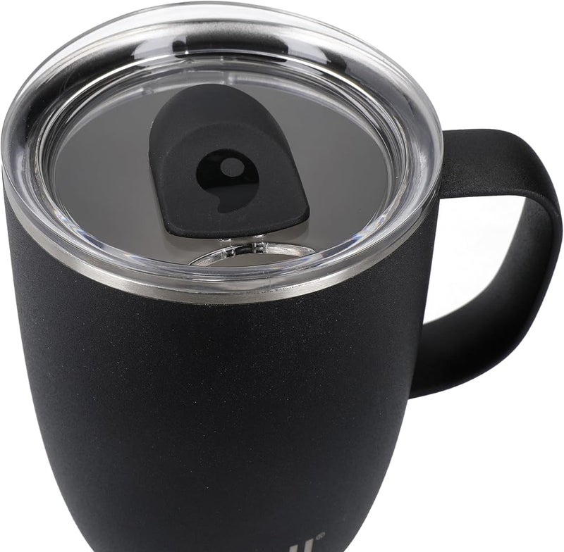 S'well Mug with Handle, Black Onyx, 350ml. Vacuum Insulated Stainless Steel Travel Mug with Handle, On-The-Go Travel Cup, Splash-Proof, Slide-Open Lid - Leak-Proof and Dishwasher Safe - Image 1