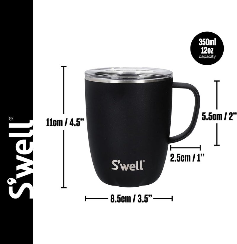 S'well Mug with Handle, Black Onyx, 350ml. Vacuum Insulated Stainless Steel Travel Mug with Handle, On-The-Go Travel Cup, Splash-Proof, Slide-Open Lid - Leak-Proof and Dishwasher Safe - Image 3