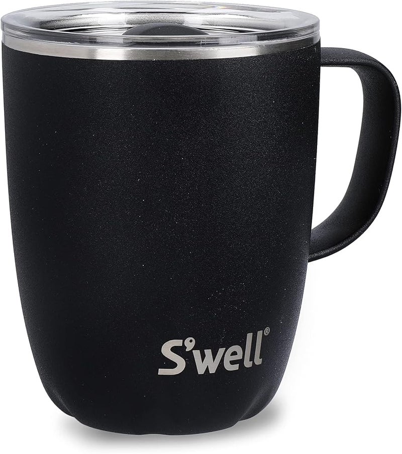 S'well Mug with Handle, Black Onyx, 350ml. Vacuum Insulated Stainless Steel Travel Mug with Handle, On-The-Go Travel Cup, Splash-Proof, Slide-Open Lid - Leak-Proof and Dishwasher Safe - Image 2