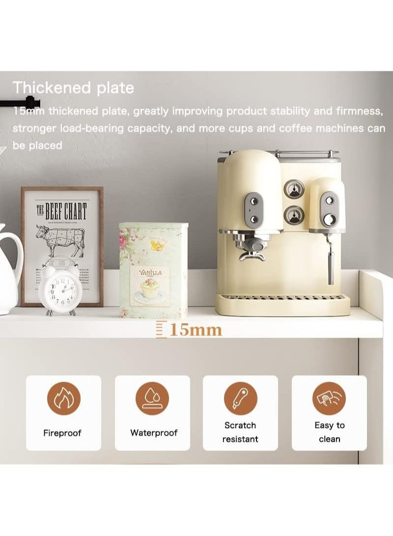 إيه جي دي ركن القهوة مع مساحة تخزين، خزانة للتخزين وبوفيه جانبي بتصميم عصري مزود بدرج مع مقسم مساحة قابل للإزالة، طاولة مركزية مزخرفة للمنزل، بمقاس 100 × 35 × 90 سم، خشب، بلون ابيض - Image 4