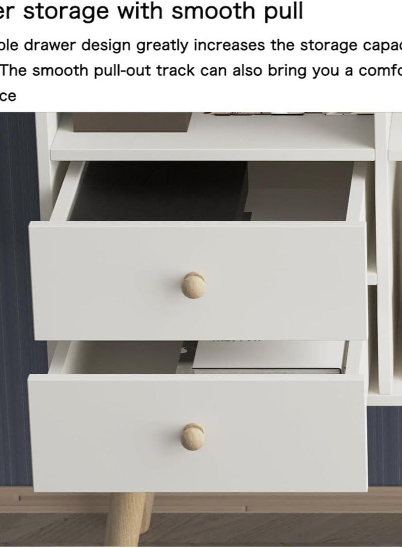 إيه جي دي ركن القهوة مع مساحة تخزين، خزانة للتخزين وبوفيه جانبي بتصميم عصري مزود بدرج مع مقسم مساحة قابل للإزالة، طاولة مركزية مزخرفة للمنزل، بمقاس 100 × 35 × 90 سم، خشب، بلون ابيض - Image 3