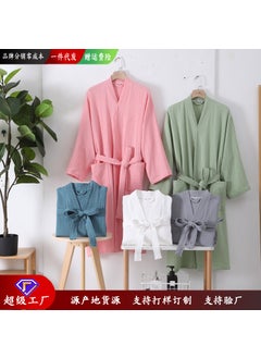 Generic Unisex Cotton Double-layer Bathrobe Absorbent Skin-friendly XL No. 