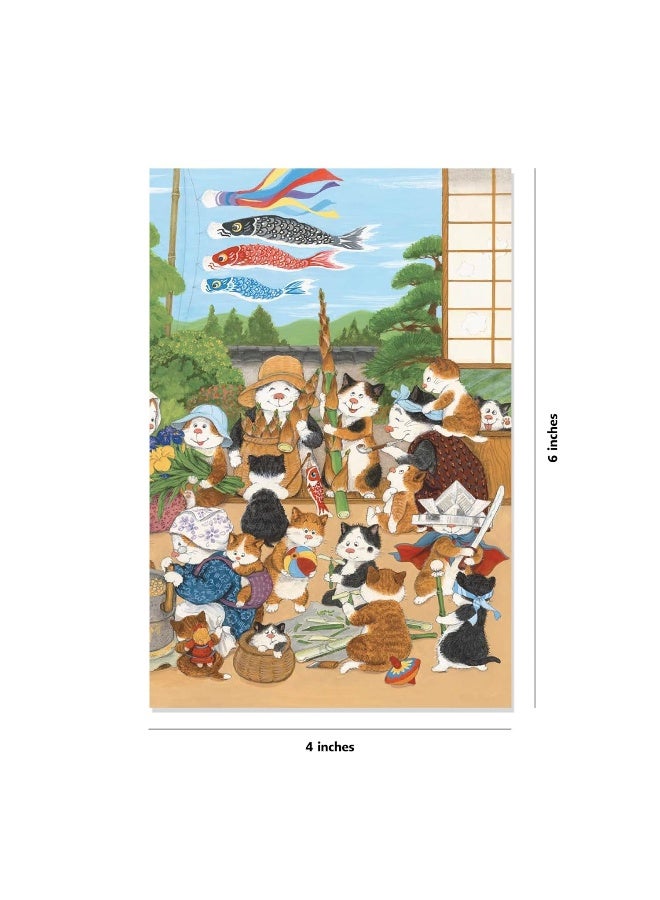 Japanese Cats - 12 Blank Note Cards: In 6 Original Illustrations by Setsu Broderick with 12 Envelopes in a Keepsake Box - Image 3