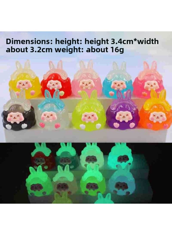 Shake The Sound Of Live Explosions Push Push Music Remove Blind Bag To Touch Resin Ornaments Three-dimensional Plane Miniature Small Animal Adorable Grains-Color:[light-in-the-dark] Hooded Kk-Specifications:Bulk (single) - Image 1