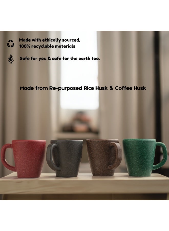 FRENVI Earth-Friendly Classic Coffee Mini Mug Set of 4 |150 ml|Made with Rice Husk & Bamboo Fibers|Microwave Safe|Hot & Cold Coffee Cup, Milk & Tea Cup |Matte Finish mugs for coffee|Celeste Green - Image 3