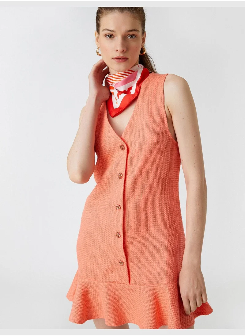 KOTON Mini Dress Button Detail Sleeveless