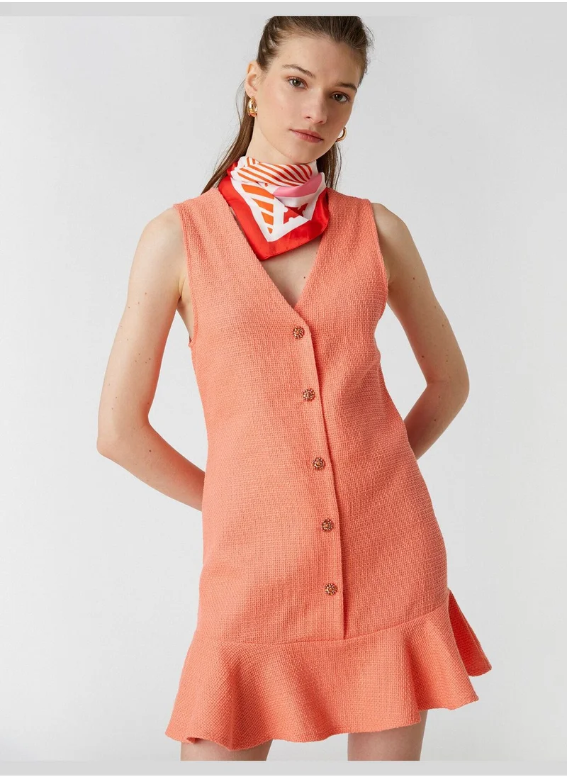 KOTON Mini Dress Button Detail Sleeveless