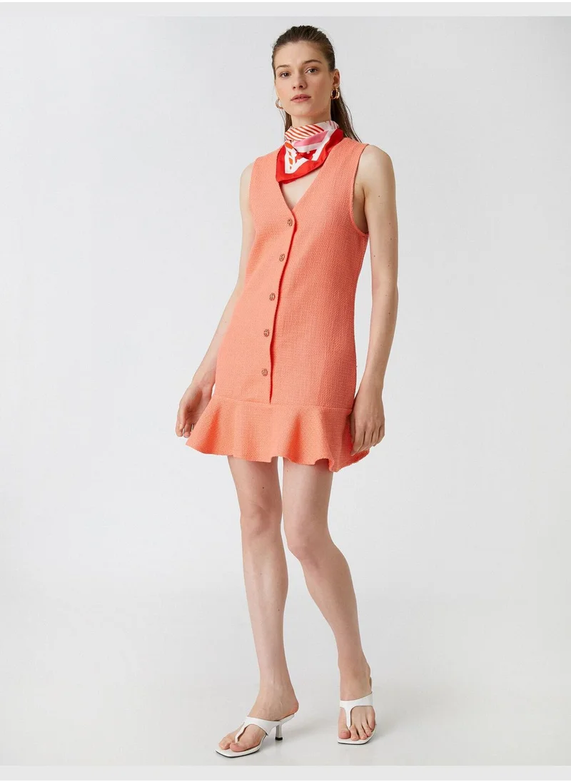 KOTON Mini Dress Button Detail Sleeveless