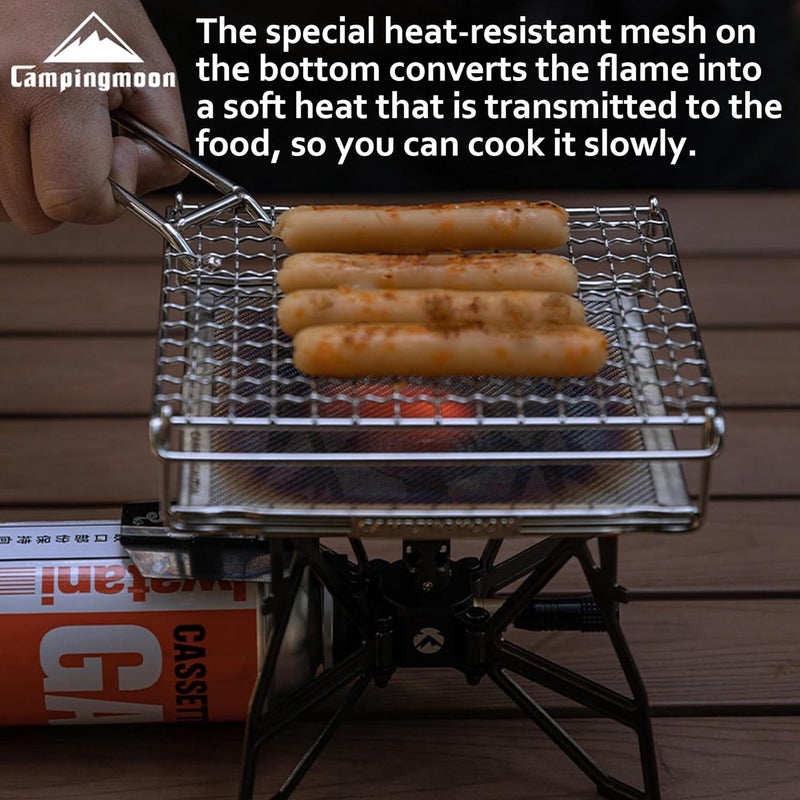 camping moon CAMPINGMOON Camping Toaster for Gas Stove Top Fire Grill Grid 304 Stainless Steel Bread Toasters Cooking Grill With Anti Scalding Mesh Fork Medium Size US-1615 - Image 3