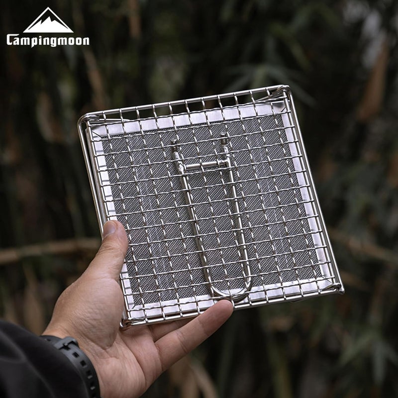 camping moon CAMPINGMOON Camping Toaster for Gas Stove Top Fire Grill Grid 304 Stainless Steel Bread Toasters Cooking Grill With Anti Scalding Mesh Fork Medium Size US-1615 - Image 5
