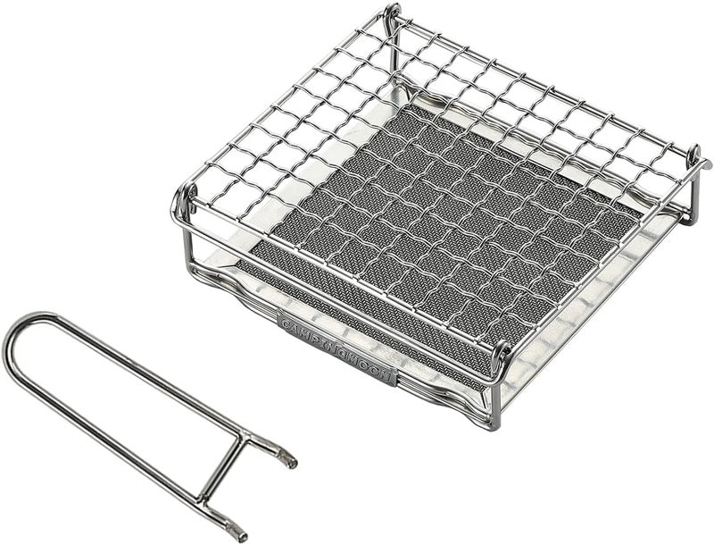 camping moon CAMPINGMOON Camping Toaster for Gas Stove Top Fire Grill Grid 304 Stainless Steel Bread Toasters Cooking Grill With Anti Scalding Mesh Fork Medium Size US-1615 - Image 1