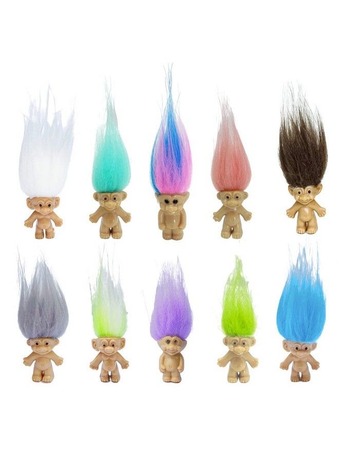 Yintlilocn - Mini Pvc Vintage Trolls Lucky Doll Mini Action Figures 1.2" Cake Toppers Chromatic Adorable Cute Little Guys Collection School Project Arts Crafts Party Favors (10Pack) - Image 1