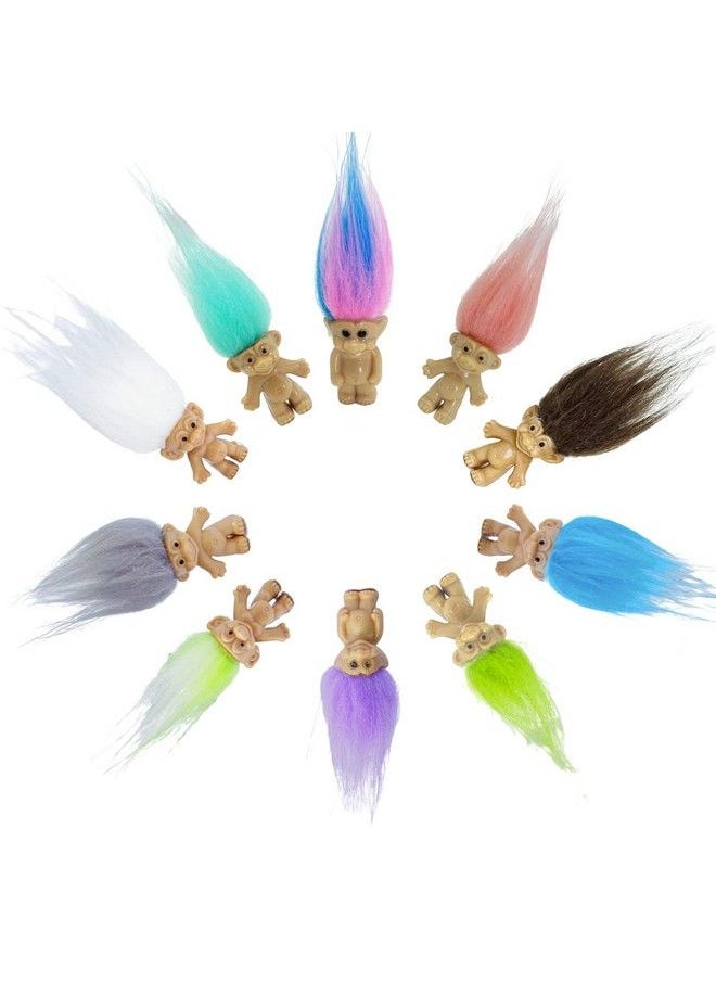 Yintlilocn - Mini Pvc Vintage Trolls Lucky Doll Mini Action Figures 1.2" Cake Toppers Chromatic Adorable Cute Little Guys Collection School Project Arts Crafts Party Favors (10Pack) - Image 1