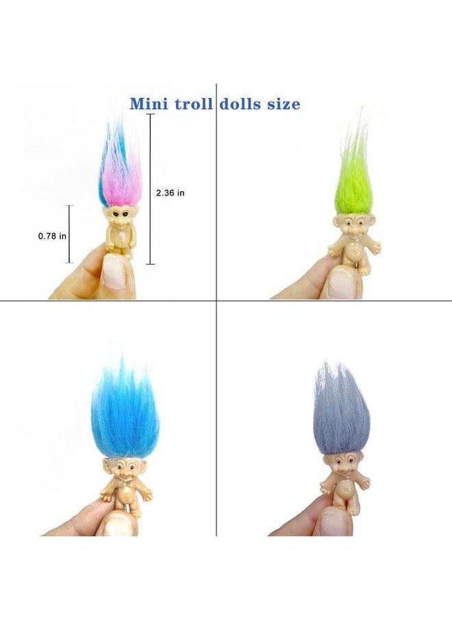 Yintlilocn - Mini Pvc Vintage Trolls Lucky Doll Mini Action Figures 1.2" Cake Toppers Chromatic Adorable Cute Little Guys Collection School Project Arts Crafts Party Favors (10Pack) - Image 1