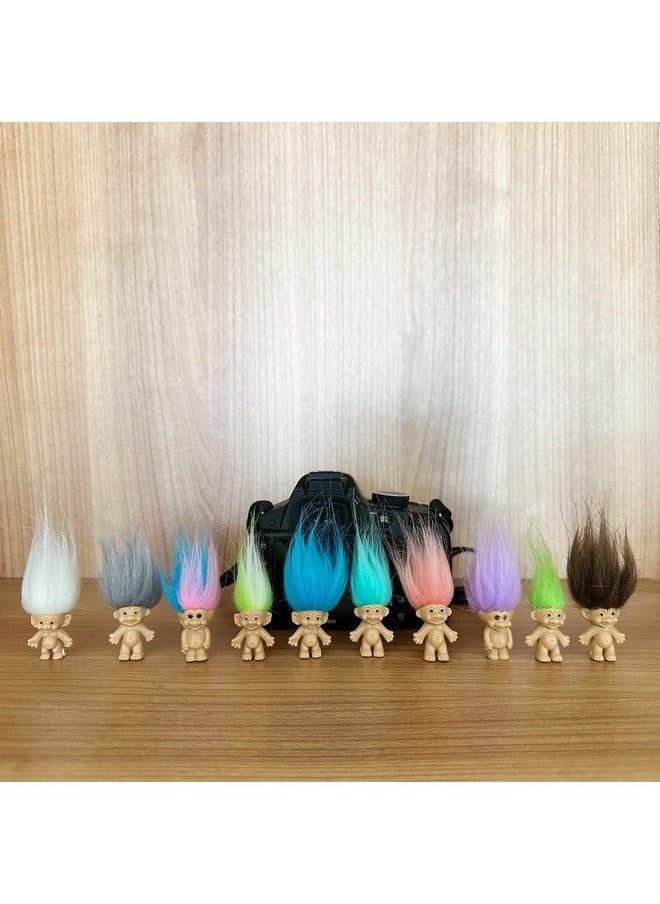 Yintlilocn - Mini Pvc Vintage Trolls Lucky Doll Mini Action Figures 1.2" Cake Toppers Chromatic Adorable Cute Little Guys Collection School Project Arts Crafts Party Favors (10Pack) - Image 1