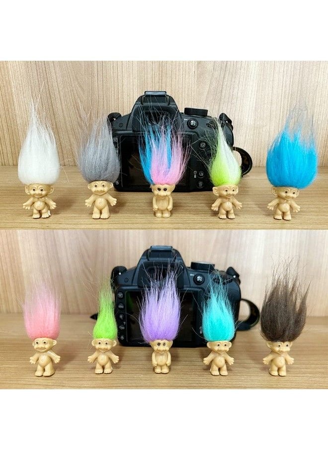 Yintlilocn - Mini Pvc Vintage Trolls Lucky Doll Mini Action Figures 1.2" Cake Toppers Chromatic Adorable Cute Little Guys Collection School Project Arts Crafts Party Favors (10Pack) - Image 1