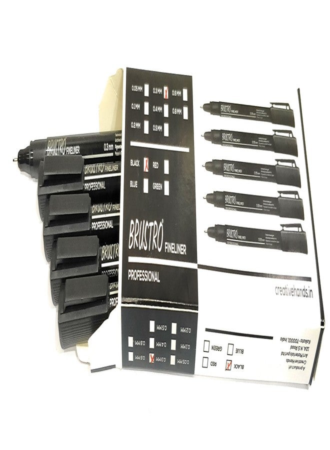 BRUSTRO Professional Pigment Based Fineliner Pen | Black, Box of 10, Tip size - 0.3 mm | Archival,Waterproof,UV Resistant Ink,Comfortable Grip, Ideal For Mandala, Drawing,Artist Illustration,Sketching - Image 4