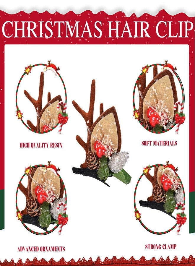 LATEEFAH Christmas Deer Reindeer Antlers Headband Cute Deer Ears Reindeer Hair Clips Beauty Headdresses Pine Cone Hair Accessories for Women - Image 3