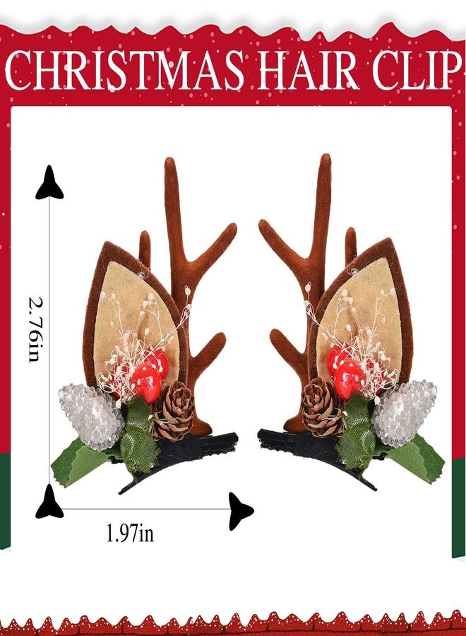 LATEEFAH Christmas Deer Reindeer Antlers Headband Cute Deer Ears Reindeer Hair Clips Beauty Headdresses Pine Cone Hair Accessories for Women - Image 5