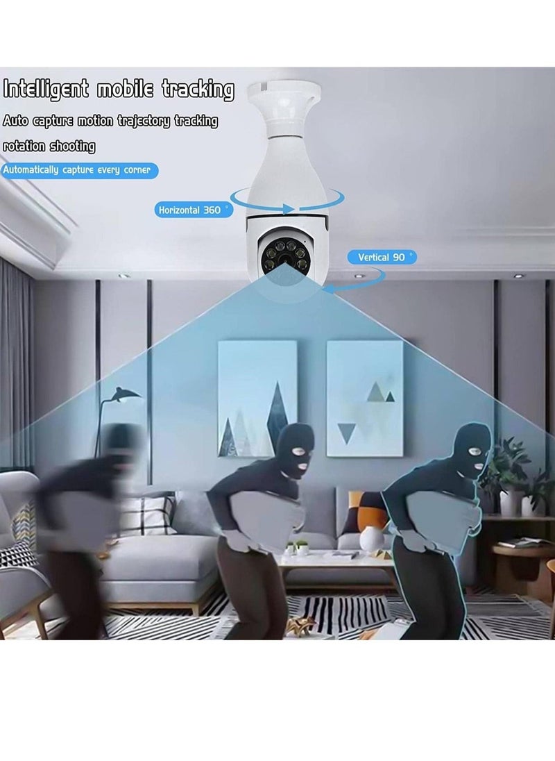 1080P Security Wireless Camera, Light Bulb Security Camera 360 Degree 2.4GHz & 5G WiFi IP Camera for Home Indoor Outdoor Security, Human Motion Detection and Alarm Two Way Talk - Image 4