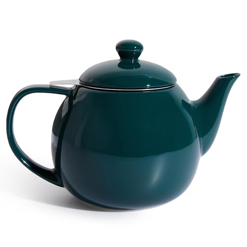 Sweese Teapots for Tea 27 oz Porcelain Tea pot with Removable Stainless Steel Infuser Tea Pots for Loose Tea Dark Green - Image 1