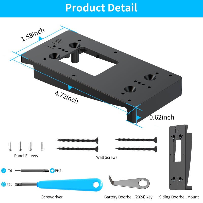 Mamerry Doorbell Vinyl Siding Mount Compatible with Video Doorbell for Corner Mounting Wedge Kit (4" Standard Vinyl Siding Only) - Image 2
