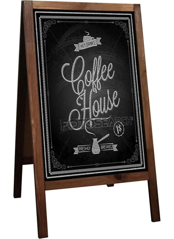 Menu Board, Standing Writing Board, Double Sided Chalkboard Wooden Large Size 105X55 cm Presentation Writing Board
