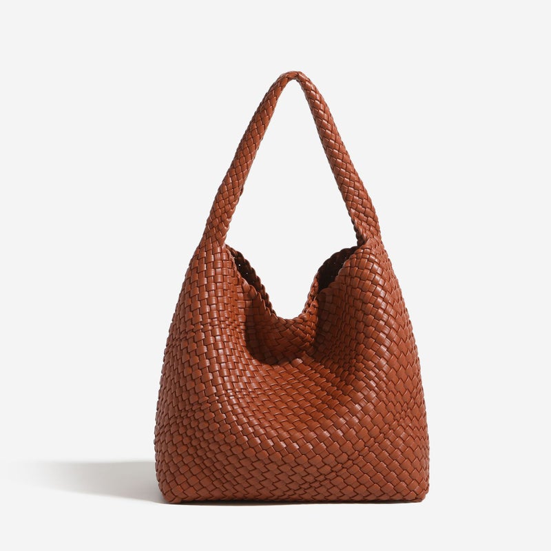 Woven Bucket Bag Women'S Shoulder Work High-End Commuter Bag Large Capacity Outing Sundries Large Bag - Image 3