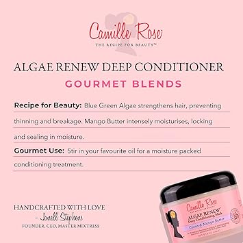 Camille Rose قناع شعر كاميل روز لتجديد الأعشاب البحرية - قناع عميق للغسل لجميع أنواع الشعر - يغذي ويقوي زبدة الكاكاو وزبدة المانجو 240 مل عبوة واحدة - Image 3