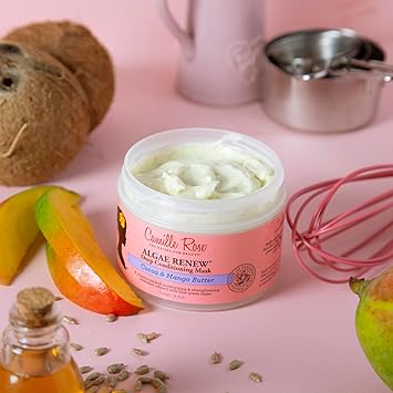 Camille Rose قناع شعر كاميل روز لتجديد الأعشاب البحرية - قناع عميق للغسل لجميع أنواع الشعر - يغذي ويقوي زبدة الكاكاو وزبدة المانجو 240 مل عبوة واحدة - Image 4