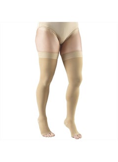 Truform 20-30 mmHg Compression Stockings for Men and Women, Thigh High Length, Dot-Top, Open Toe, Beige, Large  - Image 4