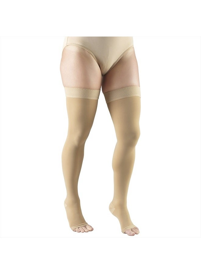 Truform 20-30 mmHg Compression Stockings for Men and Women, Thigh High Length, Dot-Top, Open Toe, Beige, Large  - Image 4