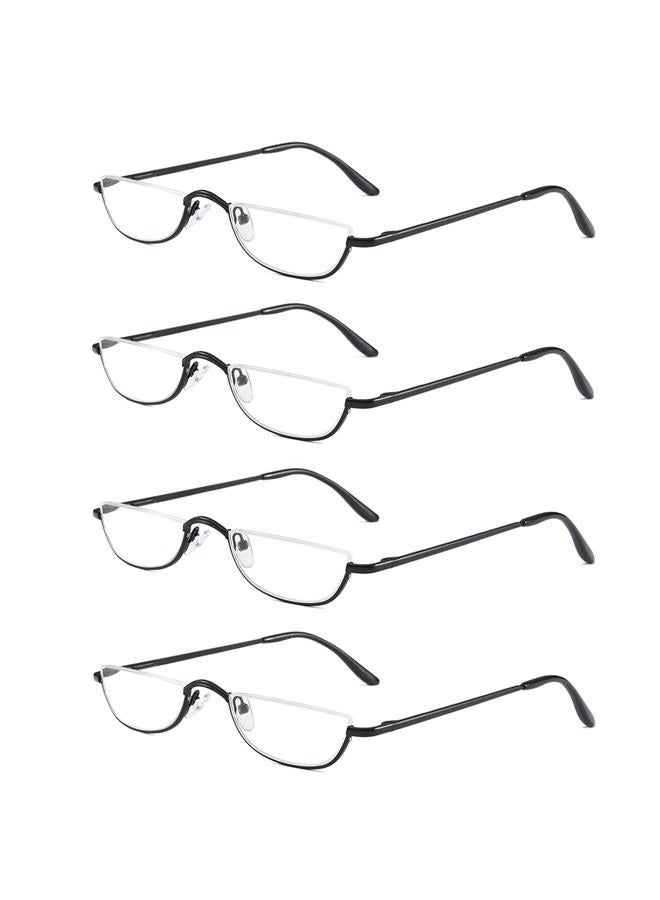 KoKoBin Half Reading Glasses - 4 Pairs Half Rim Metal Frame Glasses Spring Hinge Readers for Men and Women, Black 2.25  - Image 1