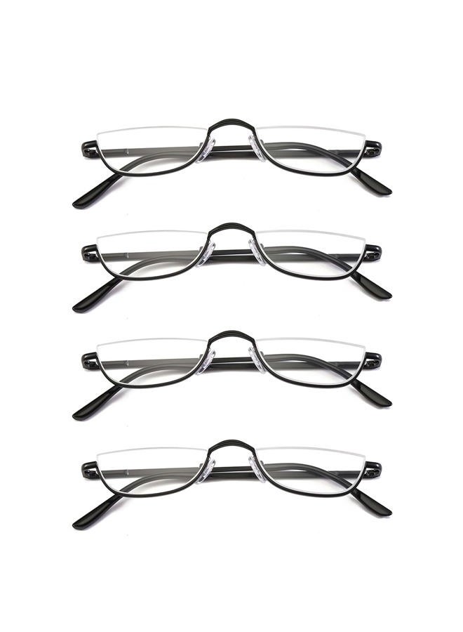 KoKoBin Half Reading Glasses - 4 Pairs Half Rim Metal Frame Glasses Spring Hinge Readers for Men and Women, Black 2.25  - Image 2