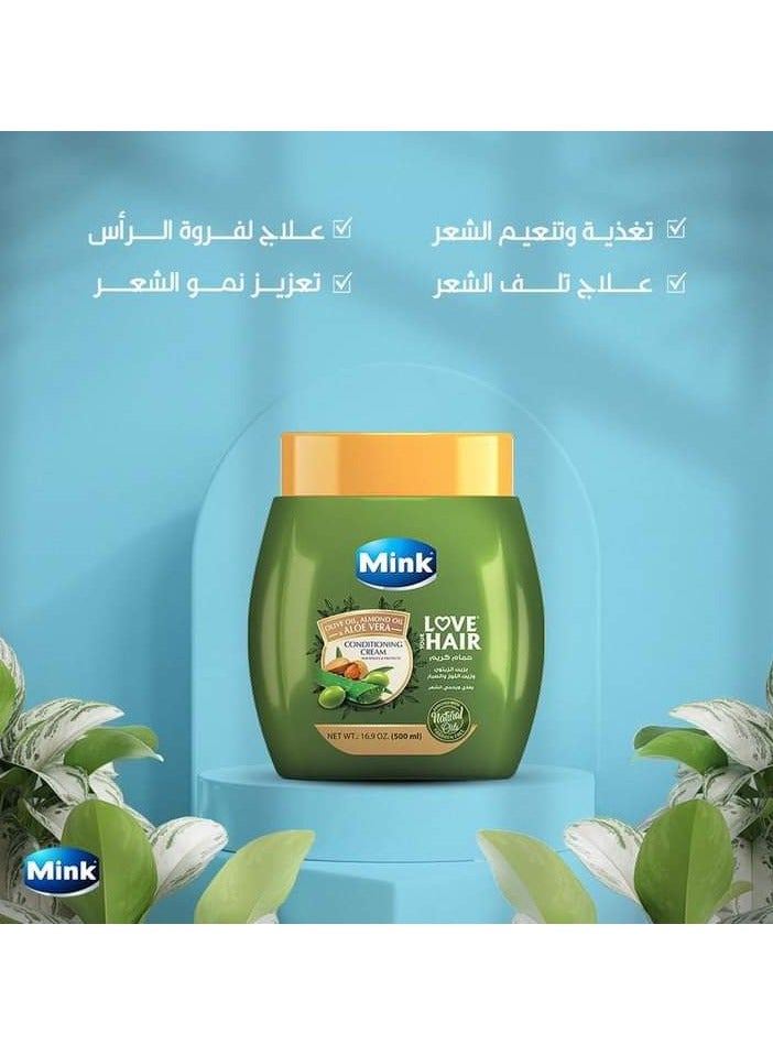 منك مينك حمام كريم للشعر بزيت الزيتون وزيت اللوز والصبار - 400 مل - Image 4