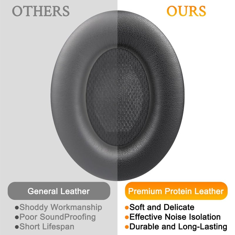 SoloWIT Protein Leather Earpads Cushions for Bose Headphones, Replacement Ear Pads for Bose QuietComfort 15 QC15 QC25 QC2 QC35/Ae2 Ae2i Ae2w/SoundTrue & SoundLink Around-Ear Series - Full Black - Image 3