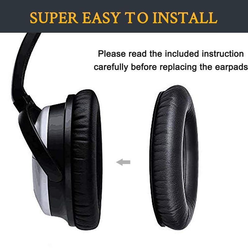 SoloWIT Protein Leather Earpads Cushions for Bose Headphones, Replacement Ear Pads for Bose QuietComfort 15 QC15 QC25 QC2 QC35/Ae2 Ae2i Ae2w/SoundTrue & SoundLink Around-Ear Series - Full Black - Image 5