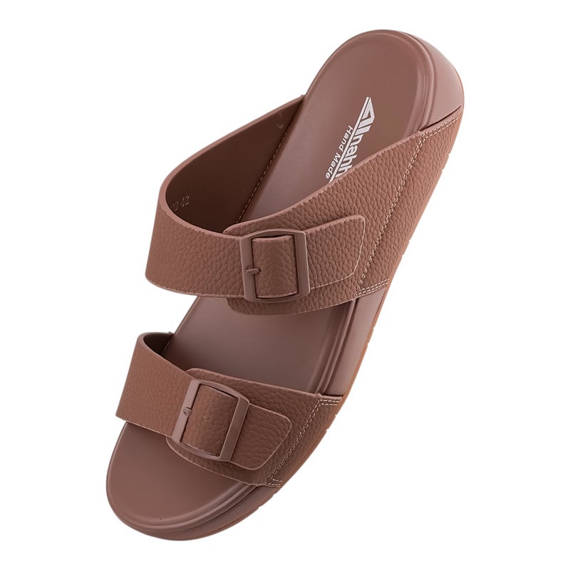 AET A E T Handmade Arabic Sandals For Men | Outdoor Mens Slippers | Everyday Flip Flops Open Toe | Arabic Genuine Leather With Buckle | New Arabic Design | Matching Color Footbed | Comfortable & LightWeight - Image 3