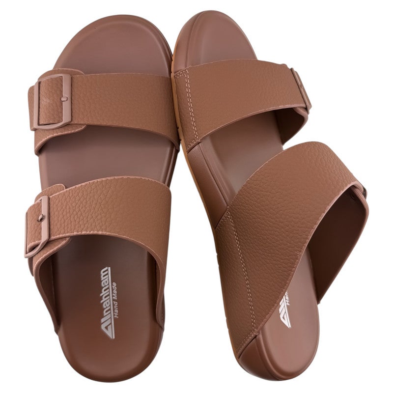 AET A E T Handmade Arabic Sandals For Men | Outdoor Mens Slippers | Everyday Flip Flops Open Toe | Arabic Genuine Leather With Buckle | New Arabic Design | Matching Color Footbed | Comfortable & LightWeight - Image 2