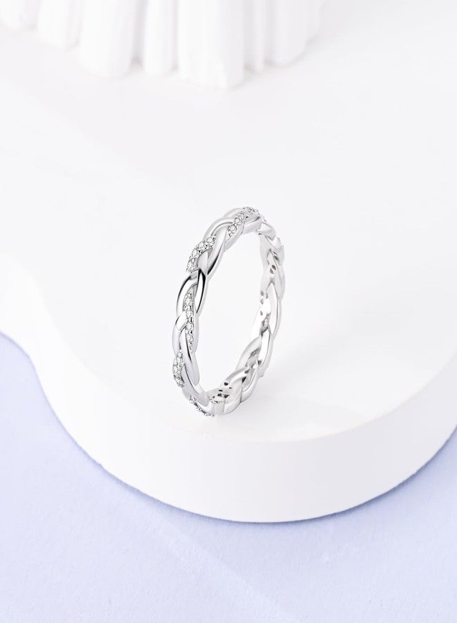 NARMO 925 Sterling Silver Ring for Women Twisted Infinity Knot Cubic Zirconia Simple Plain Stackable Rings Size 9 - Image 3