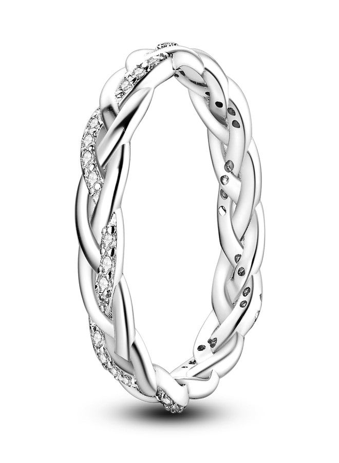 NARMO 925 Sterling Silver Ring for Women Twisted Infinity Knot Cubic Zirconia Simple Plain Stackable Rings Size 9 - Image 1
