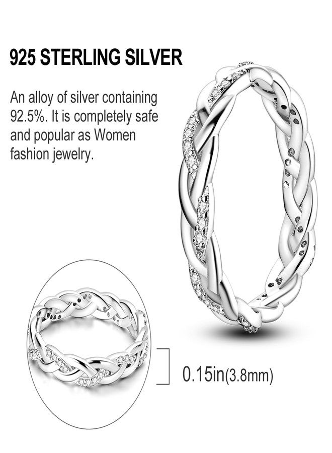 NARMO 925 Sterling Silver Ring for Women Twisted Infinity Knot Cubic Zirconia Simple Plain Stackable Rings Size 9 - Image 4