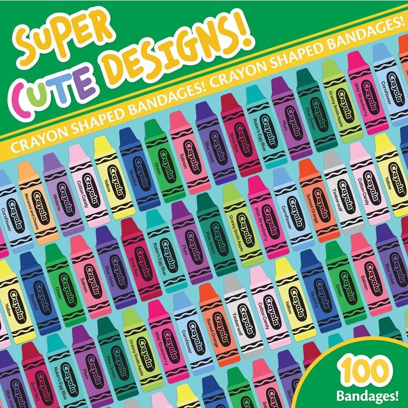 Crayola Shaped Kids Bandages, 100 CT | Great for Birthdays, Party Supplies, Stickers, Stocking Stuffer or White Elephant Gift | Adhesive Bandages for Minor Cuts, Scrapes, & Burns - Image 3