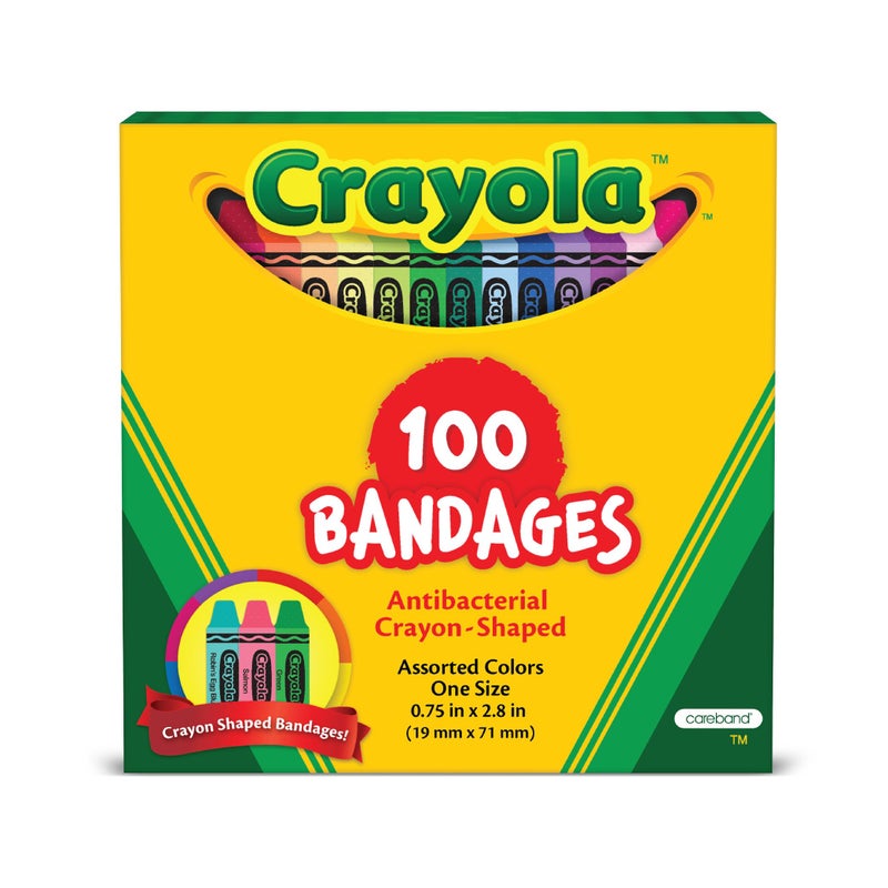 Crayola Shaped Kids Bandages, 100 CT | Great for Birthdays, Party Supplies, Stickers, Stocking Stuffer or White Elephant Gift | Adhesive Bandages for Minor Cuts, Scrapes, & Burns - Image 1