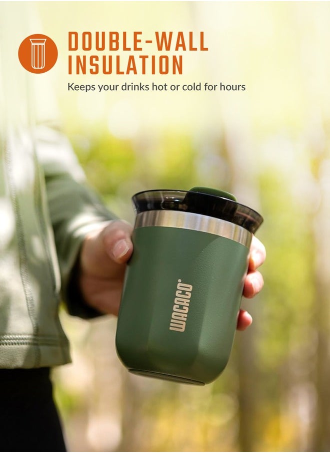 WACACO Octaroma CLASSICO Vacuum Insulated Mug (180ml) - Double Wall Stainless Steel Coffee Travel Tumbler w/ Leakproof Drinking Lid, Reusable, Washable, BPA-Free, Hot & Cold - Green  - Image 3
